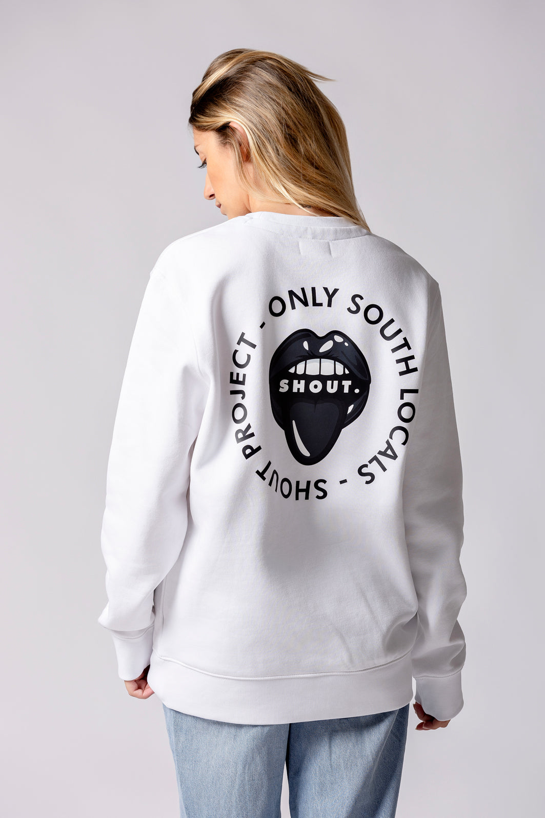 White Shout Sweather