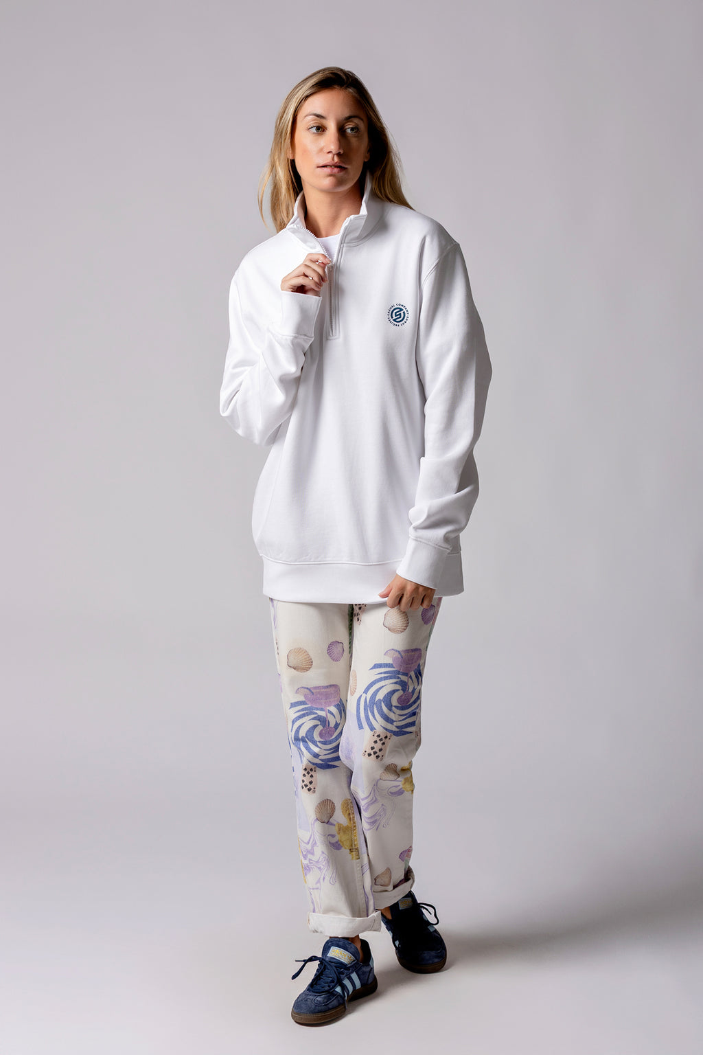White Blue Zipper