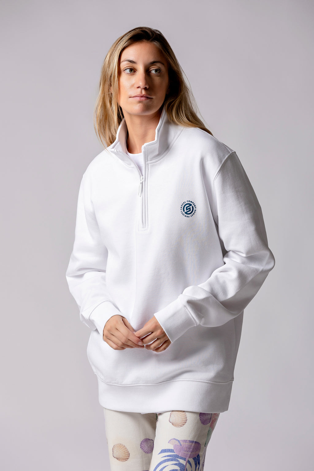 White Blue Zipper