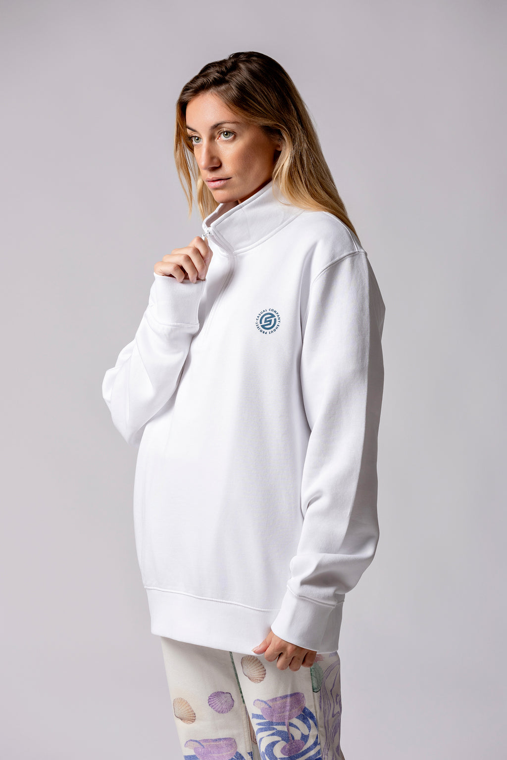 White Blue Zipper