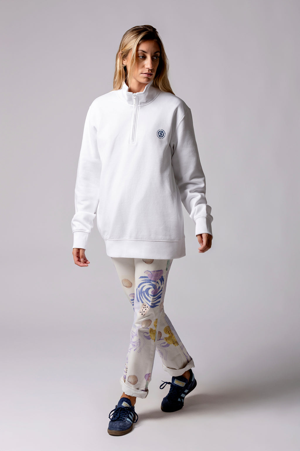 White Blue Zipper
